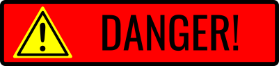 Symbol in red with the word Danger