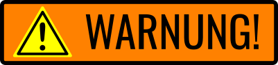 Symbol in Orange mit der Aufschrift Warnung