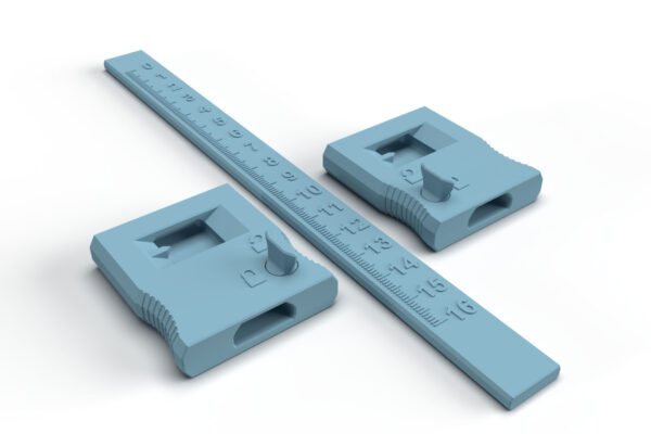 3D Druck Vorlagen bzw. Modelle der DIY Tiefenlehre die in den 3D Druck Dateien enthalten sind in einem Rendering dargestellt