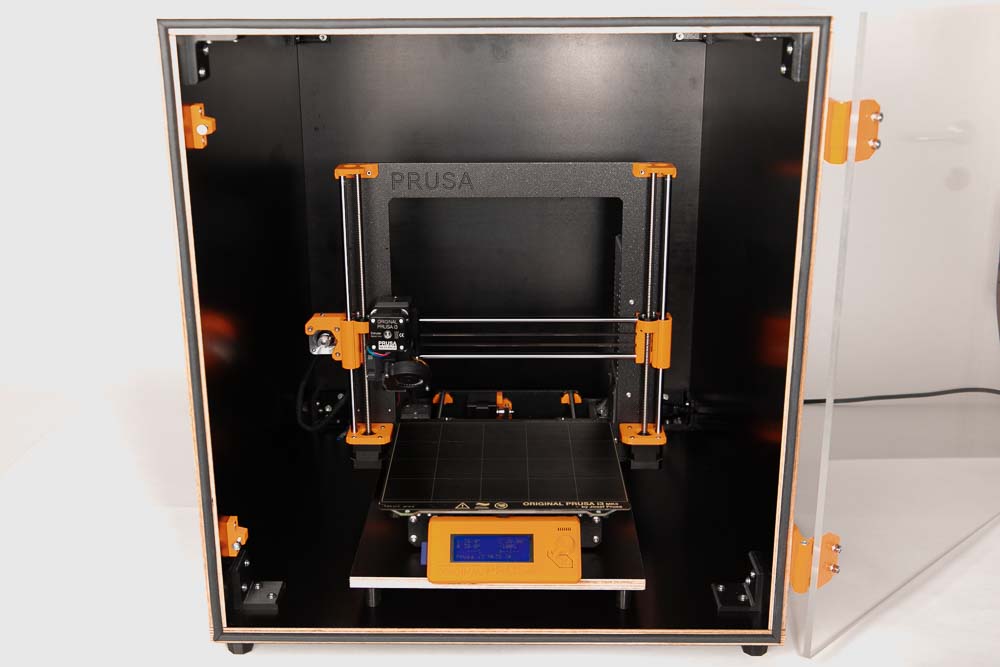 Positioning of the 3D printer in the self-build 3D printer enclosure