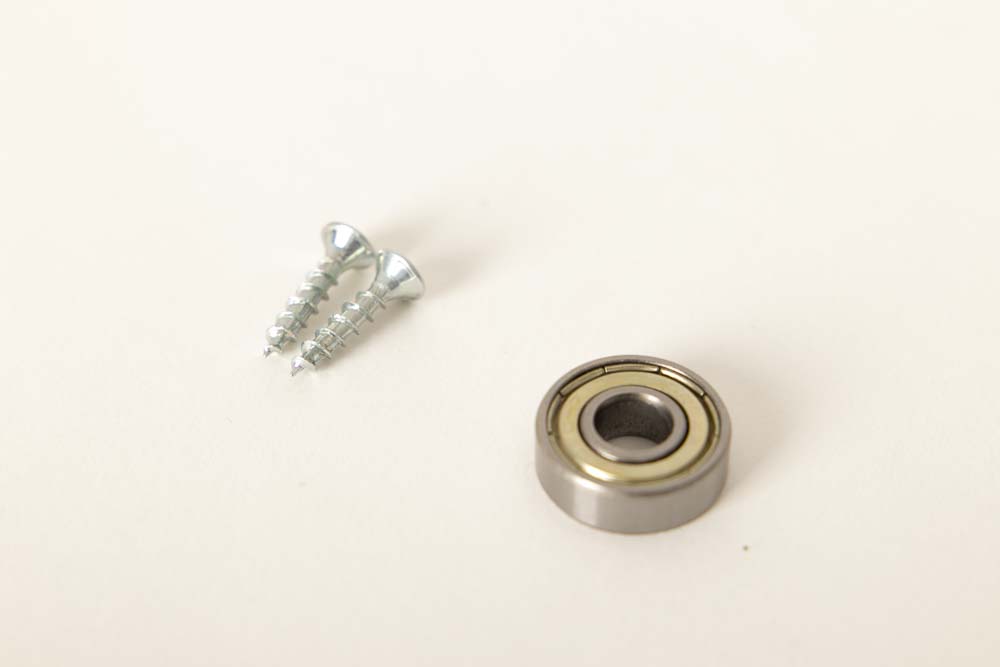 Required purchased parts 608 ball bearing and 2 pieces 4 x 20 mm wood screw