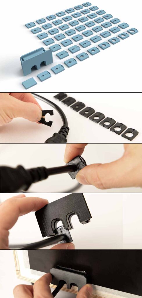 Collage der Kabeldurchführung in das 3D Drucker Gehäuse