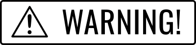 Sign with attention symbol and inscription Warning! in capital letters