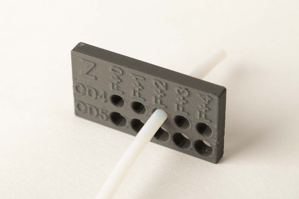 Bestimmter optimaler Lochdurchmesser für OD4 PTFE Schlauch am PrintFit Tester in Z Richtung