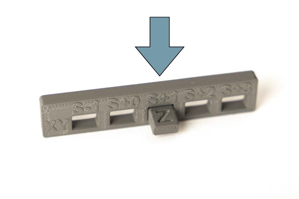 Notwendiger Spalt für 3D gedruckte Schieber Verbindung bestimmt wenn Öffnung in XY Richtung und Schieber Einsatz in Z Richtung gedruckt sind