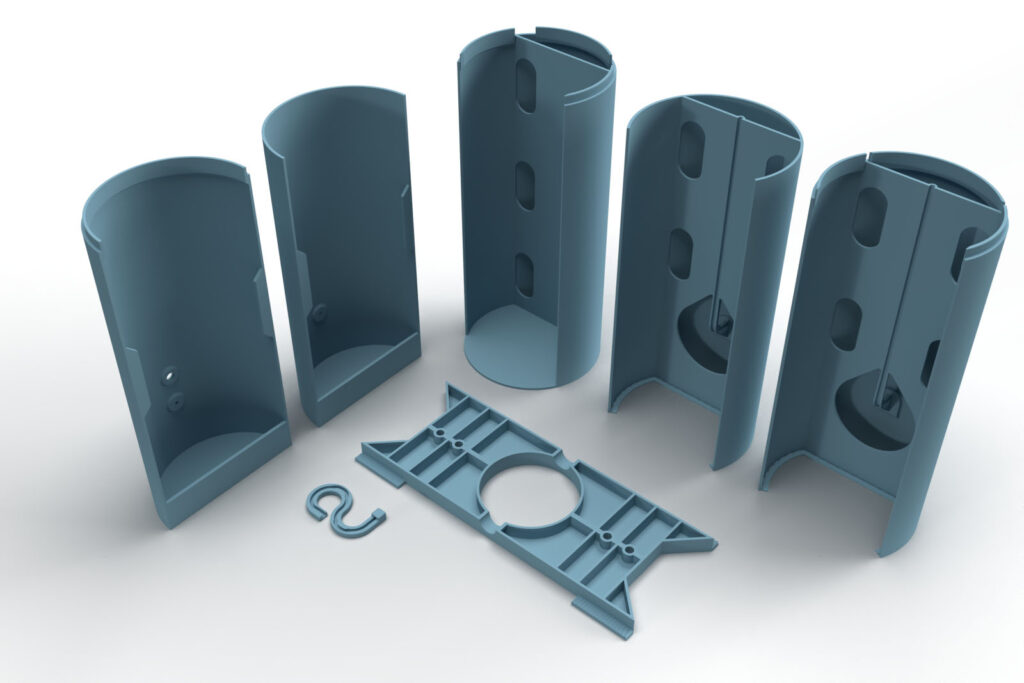Rendering of all included models (STL files) of the 3D printing project LED pendant lamp DIY for self-assembly