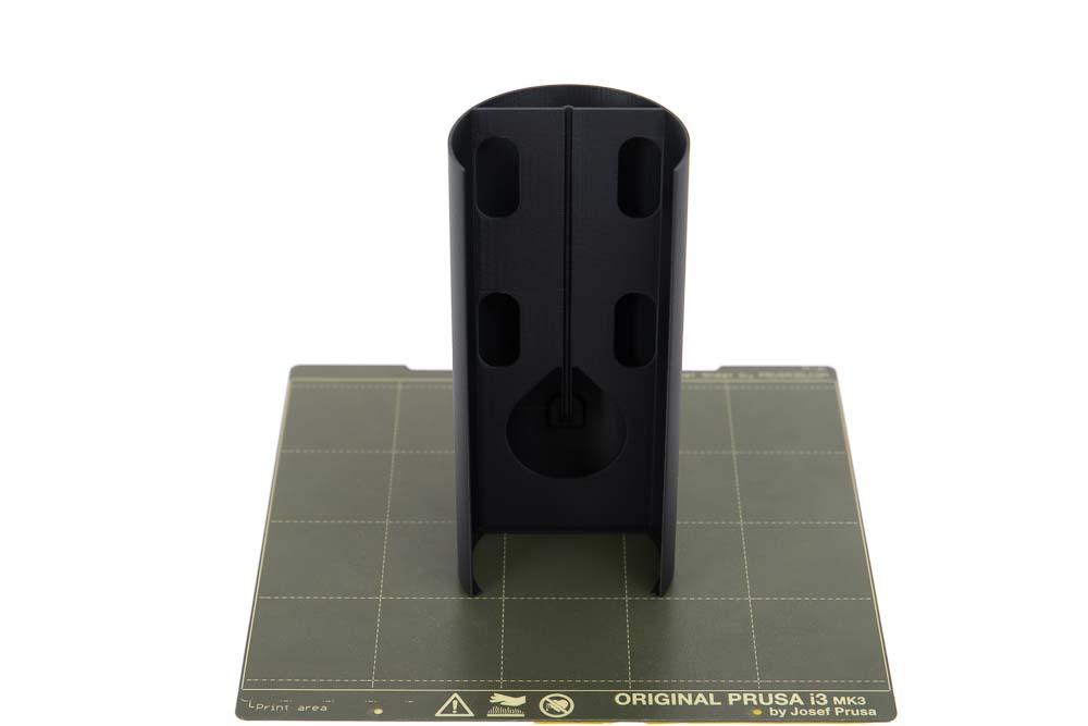 3D printed inner part 2 of the DIY LED pendant light on a print plate of a Prusa MK3s 3D printer