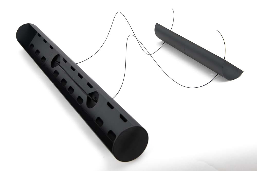 3D printed lamp with installed retaining ropes