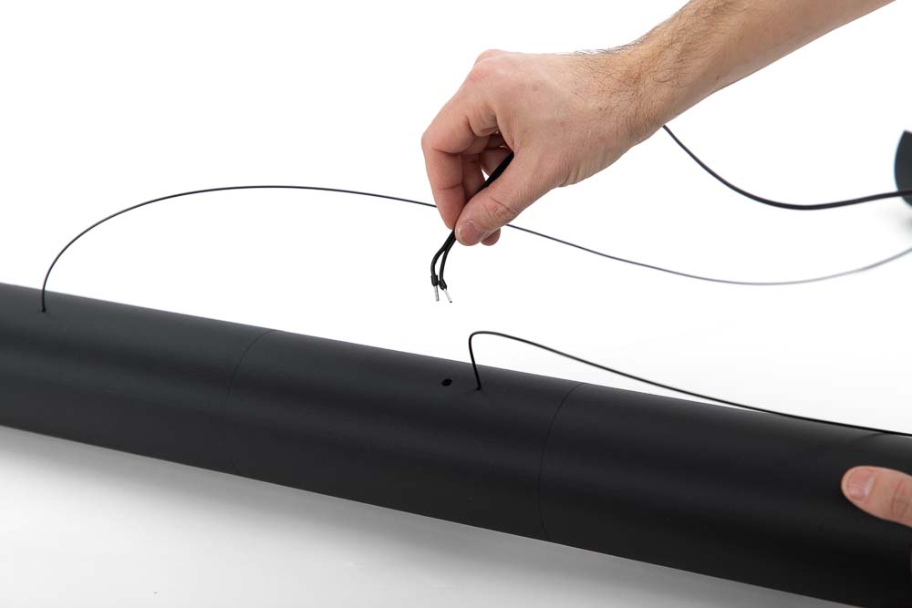 Cable end is inserted into the 3D printed luminaire