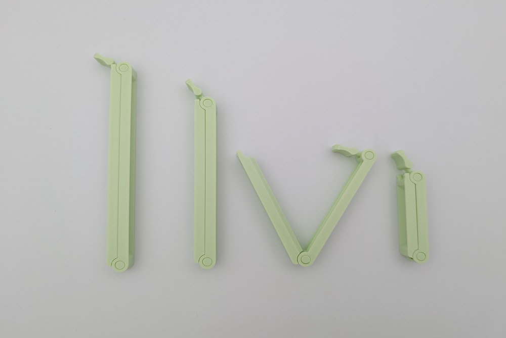 3D gedruckte Clips in vier Größen in der Farbe mint