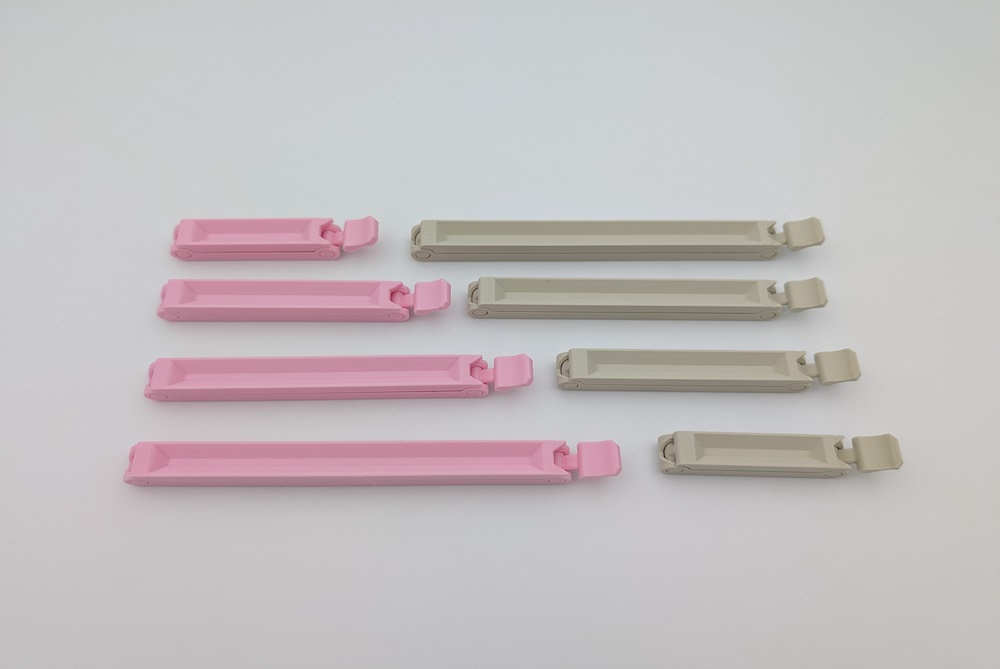 3D-gedruckte Verschlussclips in verschiedenen Farben und Größen