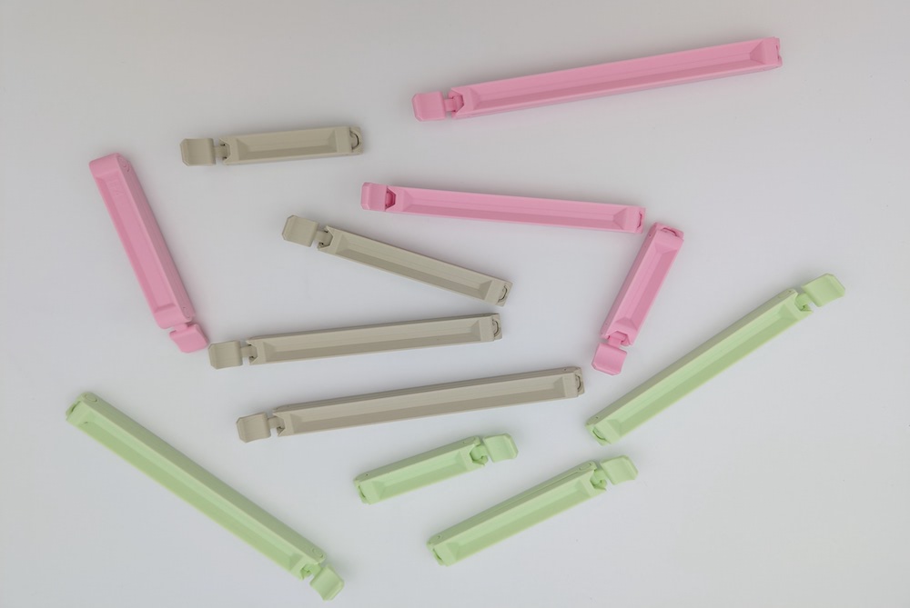 3D-gedruckte Verschlussclips in Mint, STL Datei erhältlich in vier Größen